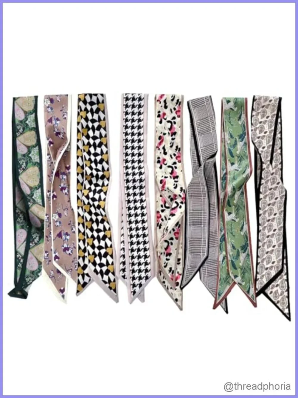 8 Pack Women's Satin Silk Scarves for Hair, Neck, Handbag & Ponytail Accessory